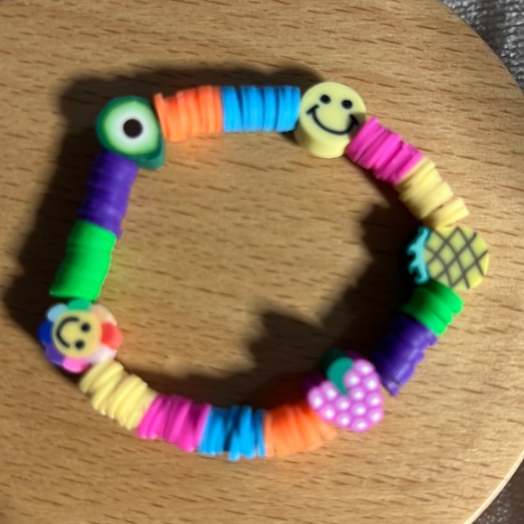 Kids Handmade Size 5.5 Fruity Heishi Clay Bead Bracelet